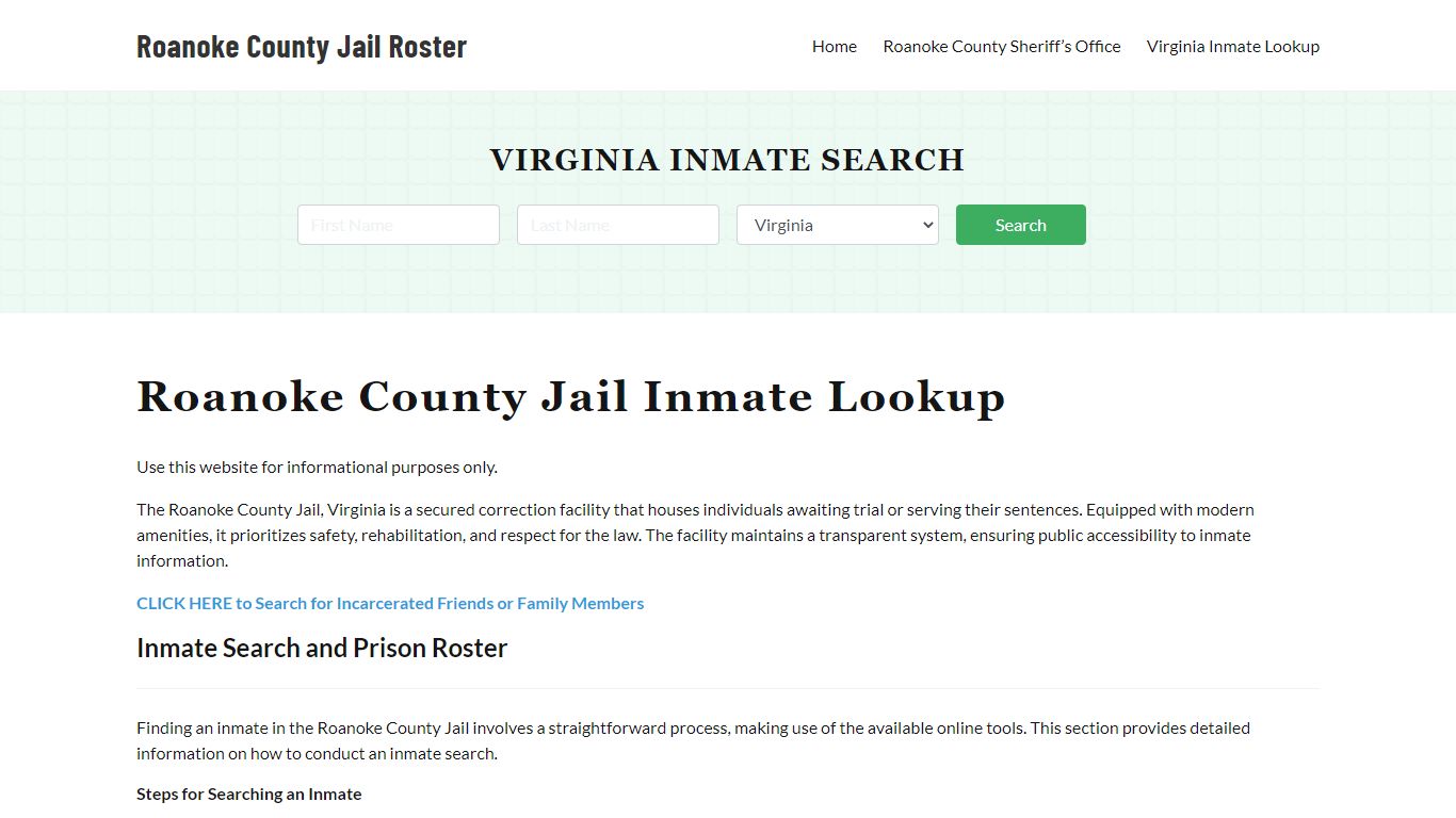 Roanoke County Jail Roster Lookup, VA, Inmate Search