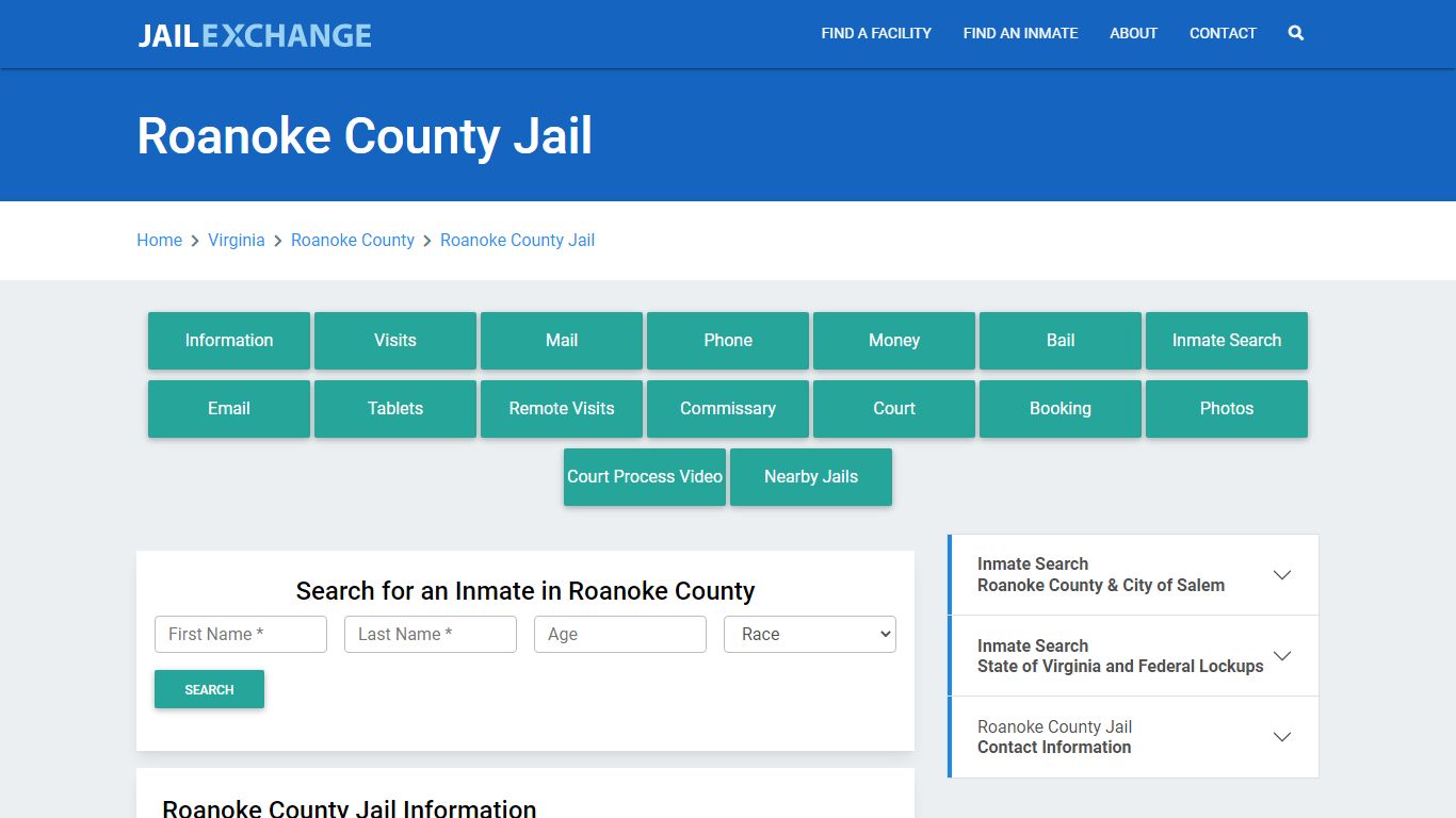 Roanoke County Jail Roster Lookup, VA, Inmate Search